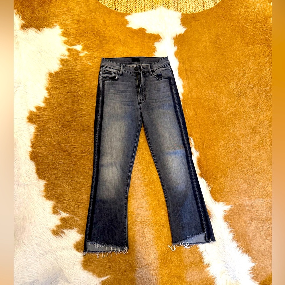 Mother The Insider High-Rise Crop Step Fray hem jeans